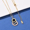 304 Stainless Steel Roman Numeral 3 Ring Pendant Necklaces NJEW-V001-06P-02-4