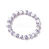 Handmade Flower Printed Porcelain Ceramic Round Beads Stretch Bracelets for Women BJEW-JB12091-01-2