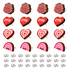 40Pcs 4 Style Valentine's Day Theme Natural Wood Stud Earrings EJEW-TA0001-27-2