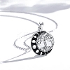 Rhodium Plated 925 Sterling Silver Tree of Life Pendant Necklaces PW-WGD3068-01-2