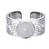 Non-Tarnish 304 Stainless Steel Open Cuff Finger Ring Cabochon Settings LS-STAS-T060-05P-1