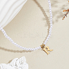 Imitation Pearl with Stainless Steel Pendants Necklaces NJEW-LP0001-51R-G-3