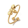 Ion Plating(IP) 304 Stainless Steel Bee Open Cuff Rings for Women RJEW-18.0-06G-1