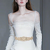 Brass Flower Bridal Belt with Glass Rhinestones for Wedding Dress AJEW-WH0455-006G-5