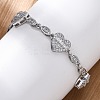 Heart & Horse Eye Brass Micro Pave Clear Cubic Zirconia Link Chain Bracelets for Women BJEW-G740-03P-3