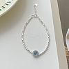 925 Sterling Silver Pave Natural Aquamarine Beaded Bracelets for Women UM2685-2-1