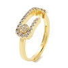 Rack Plating Brass Micro Pave Cubic Zirconia Adjustable Rings RJEW-D025-13G-1