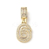 Brass Clear Cubic Zirconia European Dangle Charms KK-R003-01G-06-2