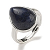 Natural Lapis Lazuli Teardrop Adjustable Rings RJEW-K371-08S-20-2
