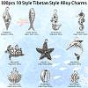 100pcs 10 Style Tibetan Style Alloy Charms TIBEP-CJ0001-36-2