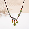 Bohemian Bohemian Alloy with Porcelain Teardrop Bead Tassel Pendant Adjustable Necklaces FS-WG3E161-03-1