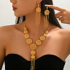 Alloy Hollow Round Tassel Necklace & Earring Set for Women FU4074-4