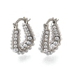Rack Plating U-Shaped Brass & ABS Imitation Pearl Hoop Earrings EJEW-I310-18P-1