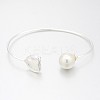 Nickel Free Silver Color Plated Brass Glass Cuff Bangles BJEW-J163-01S-1