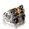 Two Tone Skull Head Men's Stainless Steel Finger Ring PW-WG11803-02-2