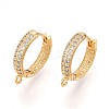 Brass Micro Pave Cubic Zirconia Hoop Earring Finding KK-N261-47G-1