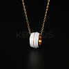 304 Stainless Steel Enamel Ring Pendant Necklaces for Women LS-UA5273-1-3