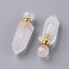 Faceted Natural Quartz Crystal Openable Perfume Bottle Pointed Pendants G-P435-D-03G-4