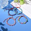 Flat Round with Evil Eye Beaded Bracelet BJEW-JB07102-02-2