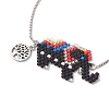 Elephant Glass Seed Beads Link Bracelets BJEW-MZ00067-01-3
