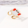 304 Stainless Steel with Enamel Cuff Rings for Women LS-RJEW-Z116-01G-06-1