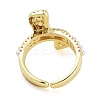Rack Plating Brass Micro Pave Cubic Zirconia Bowknot Open Cuff Rings for Women RJEW-C080-04G-3