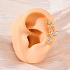 Flower Brass Micro Pave Clear Cubic Zirconia Cuff Earrings EJEW-K305-03G-1