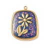 304 Stainless Steel Epoxy Resin with Natural Shell and Sequins Inside Pendants STAS-L026-17G-P04-1