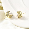 Brass Clear Cubic Zirconia Round Stud Earrings EJEW-L261-020G-3
