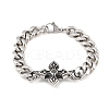 Stainless Steel Cuban Link Chian Bracelets BJEW-D379-04ASP-2