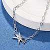 S925 Sterling Silver Micro Pave Cubic Zirconia Link & Charm Bracelets for Women BJEW-K276-02P-2