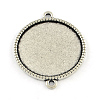 Tibetan Style Alloy Flat Round Cabochon Connector Settings TIBE-Q038-001E-AS-RS-1