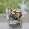 Hammered Alloy Finger Link Rings for Women FS-WG9B92C-05-2
