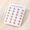 304 Stainless Steel Tiny Airplane Stud Earrings with 316 Stainless Steel Pins for Women EJEW-J043-01G-5