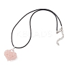 3Pcs 3 Colors Electroplated Glass Beaded Heart Pendant Black Waxed Cotton Cord Necklaces for Women NJEW-MZ00120-5
