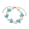 Natural Mixed Cowrie Shell with Synthetic Turquoise Beaded Anklets AJEW-AN00596-2