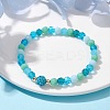 Glass Faceted Round Beaded Stretch Bracelets BJEW-JB10057-01-2