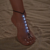 Luminous Resin Round Beaded with Glass Seed Beaded Anklets WG45460-02-1