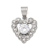 316 Surgical Stainless Steel Rhinestone Pendants STAS-P412-11B-P-1