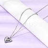 304 Stainless Steel Heart Pendant Necklaces & Bracelets & Stud Earrings Sets SJEW-P008-01P-4