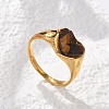 Heart Natural Tiger Eye Finger Rings RJEW-D303-01G-01-4