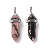 Natural Rhodonite Pointed Pendants G-K329-50P-2