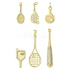6Pcs 6 Styles Brass Micro Pave Cubic Zirconia Pendants KK-CJ0003-30-1