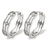 Brass Clear Cubic Zirconia Rectangle Hoop Earrings EJEW-D320-06P-4