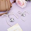 2Pcs 2 Styles Heart & Bowknot Acrylic Imitation Pearls Pendant Decorations HJEW-BBC0001-04-4