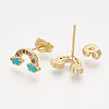 Brass Cubic Zirconia Stud Earrings EJEW-S201-169D-2