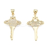 Brass Micro Pave Clear Cubic Zirconia Pendants KK-G431-21G-1