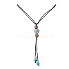 3Pcs 3 Styles Retro Glass & Porcelain & Alloy Snake Adjustable Nylon Cord Y Necklaces for Women NJEW-JN05360-3