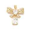 Rack Plating Brass Micro Pave Cubic Zirconia Pendants KK-B068-09G-1