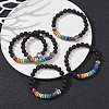 Colorful Dyed Natural Lava Rock Beaded Stretch Bracelets BJEW-JB09684-2